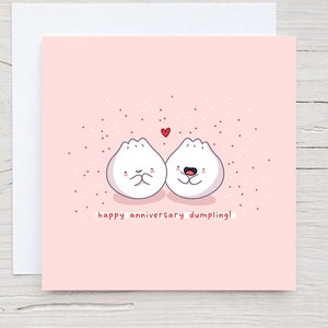 Carte Dim Sum Pun - carte d'anniversaire de boulette, anniversaire de Punny, Kawaii, petits pains de bao