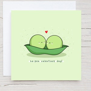Deux pois dans une carte de gousse - Food Pun Card, Funny Kawaii card, punny valentine day card