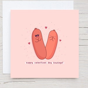 Carte de Saint-Valentin mignonne - Carte de Saint-Valentin Punny, carte Funny Pun, carte Kawaii, jeu de mots saucisse