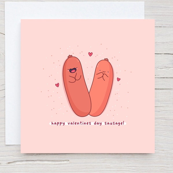 Cute Valentine’s Day card - Punny valentines card, Funny Pun Card, Kawaii Card, Sausage Pun
