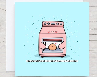 Bun In The Oven Card: Kawaii New Baby Congratulations