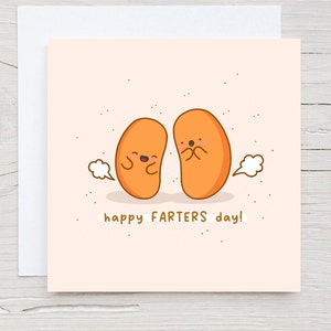 Carte de fête des pères heureuse - fête des pères, carte Kawaii, carte pour papa, fèves au lard, carte punny