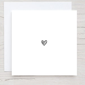 Cute Heart card - small heart, heart outline, valentines card, tiny heart, love you, simple card, minimalist card