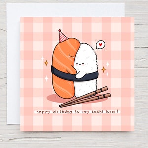 Jolie carte de sushi - amateur de sushi, carte Kawaii, carte d'anniversaire, carte de jeu de mots nourriture Punny, jeu de mots sushi