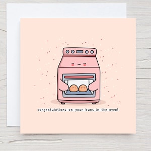 Carte chignon au four - carte Punny - carte kawaii - carte de félicitations - carte nouveau bébé - carte mignonne - carte de grossesse - grossesse gémellaire