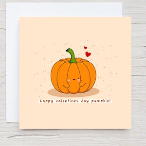 Carte de Saint-Valentin heureuse - carte de Saint-Valentin citrouille, carte kawaii, chiot, carte de Saint-Valentin mignonne