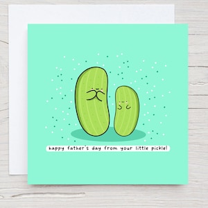Jolie carte de fête des pères - carte kawaii, carte pour papa, jeu de mots cornichon, de votre petit cornichon, carte punny