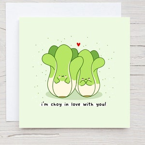 Carte de voeux Bok Choy - carte de jeu de mots nourriture, carte drôle de Kawaii, carte d'amour de punny