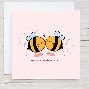 Carte d'anniversaire bourdon - Carte d'anniversaire Hap-bee, carte d'amour Kawaii, cartes pour lui, cartes pour elle, carte romantique