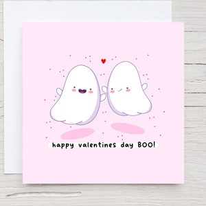 Happy valentines day BOO - ghosts, Valentines Card, Card for Girlfriend, Card for wife, kawaii, punny