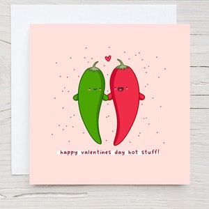 Jolie carte de Saint-Valentin - carte d'amour kawaii, carte de Saint-Valentin, jeu de mots au piment, carte de Saint-Valentin Punny, mignonne, drôle