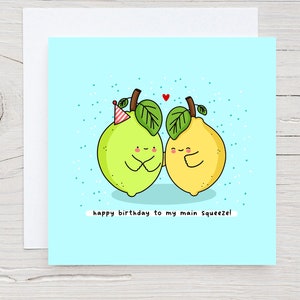 Carte d’anniversaire mignonne pour partenaire - Carte d’anniversaire Kawaii, carte d’anniversaire de jeu de mots drôle, jeux de mots au citron, jeux de mots au citron vert, punny