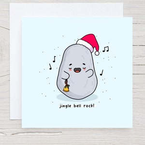Jingle bell rock - jolie carte de Noël, carte de Noël Kawaii, punny, carte de Noël drôle