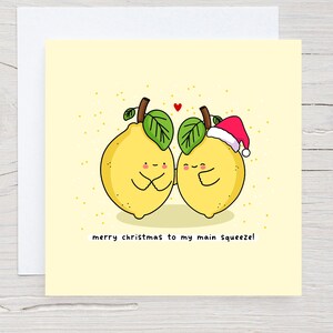 Carte de Noël mignonne Punny - Carte de Noël Kawaii, Carte de Noël citrons, Punny, carte de Noël pour partenaire