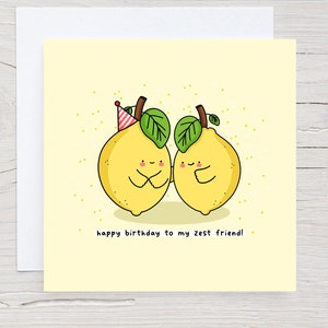 Jolie carte d'anniversaire pour meilleur ami - Carte d'anniversaire kawaii, carte d'anniversaire jeu de mots drôle, jeux de mots au citron, kawaii