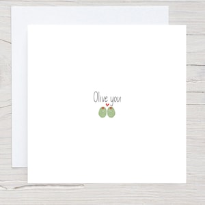 Carte Olive you, carte Kawaii, carte d’amour, carte anniversaire, carte punny, carte d’anniversaire mignonne