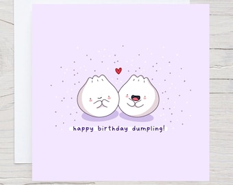 Kawaii Dumpling Birthday Card: Food Pun Greeting Card