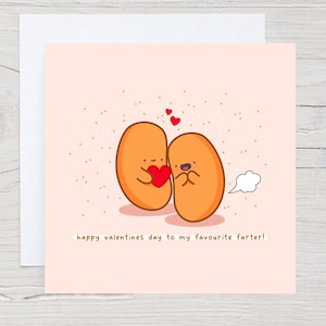 Carte de jeu de mots Cute Baked Beans - Carte Kawaii, Carte Saint-Valentin, Carte Punny Saint-Valentin