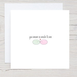Cute Asian snack pun greeting card - Mochi card, Kawaii birthday card, Kawaii love card, cards for him, cards for her