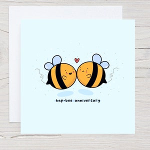 Carte d'anniversaire bourdon - Carte d'anniversaire Hap-bee, carte d'amour Kawaii, cartes pour lui, cartes pour elle, carte romantique