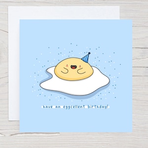 Excelente tarjeta de cumpleaños: Tarjeta con un juego de palabras con comida kawaii