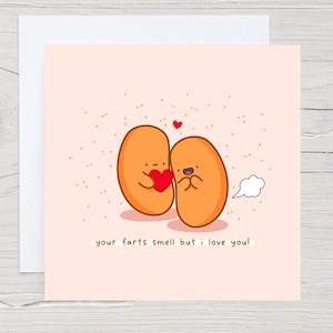 Fèves au lard - petite carte, carte romantique Kawaii, jolie carte de Saint-Valentin, carte d'anniversaire