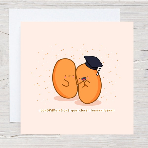 Baked Beans - Divertente biglietto di laurea, Kawaii Graduation Card, Graduation pun card