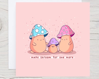 Cute Mushroom card New baby card,  new parents card, pregnancy card, congratulations card, new baby card