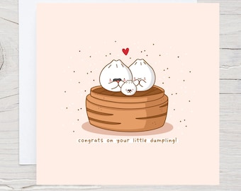 Dumpling carte de grossesse - carte de grossesse, carte de grossesse Kawaii, carte bao bun, nouvelle carte bébé
