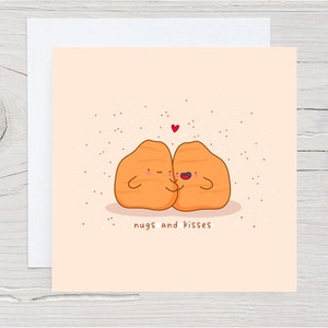 Carte de pépites de poulet - carte de pépites et de bisous, carte kawaii, carte de la Saint-Valentin, petit garçon, carte d'anniversaire