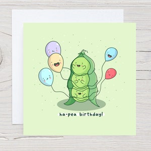 Jolie carte d'anniversaire ha-pea - Anniversaire de pois kawaii, jeu de mots, kawaii, chiot, carte d'anniversaire