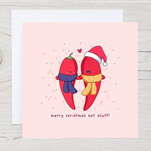 Cute Christmas card - Kawaii Christmas card, Romantic Christmas Card, Illustrated handmade card