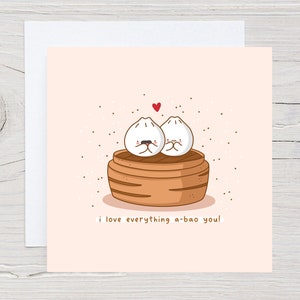 Carte de boulette mignonne - carte bao pun, carte d’anniversaire Food Pun, carte Dim Sum, carte Kawaii
