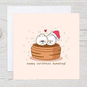 Carte de Noël mignonne - Carte de Noël Kawaii, Carte de Noël Punny, Carte illustrée faite à la main
