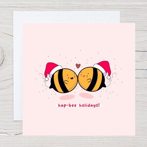 Carte de Noël mignonne - Carte de Noël Kawaii, Carte de Noël Bumble Bee, Carte illustrée faite à la main