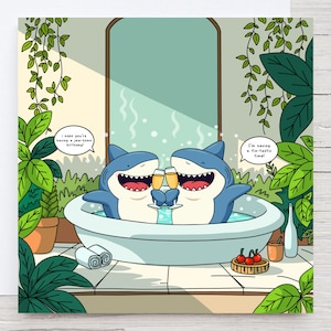 Carte d'anniversaire requin drôle - carte requin kawaii, carte d'anniversaire effrontée pour petit ami, partenaire, petite amie, amour, petit garçon