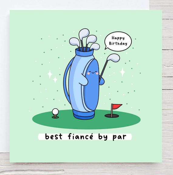 Funny Golf Birthday Card for Fiancé, Pun Card