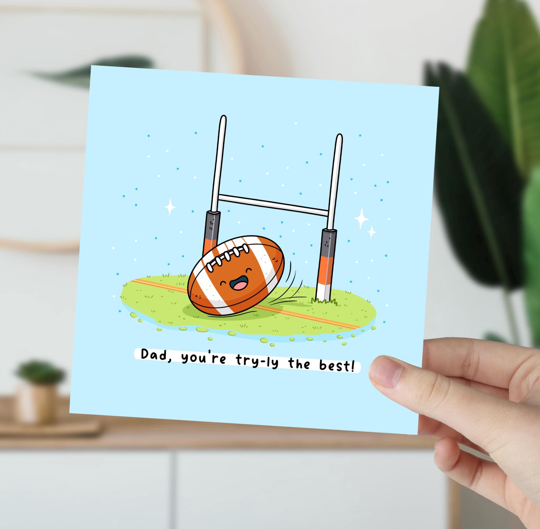 Rugby Themed Father's Day Card: Kawaii Punny Card for Dad - Etsy