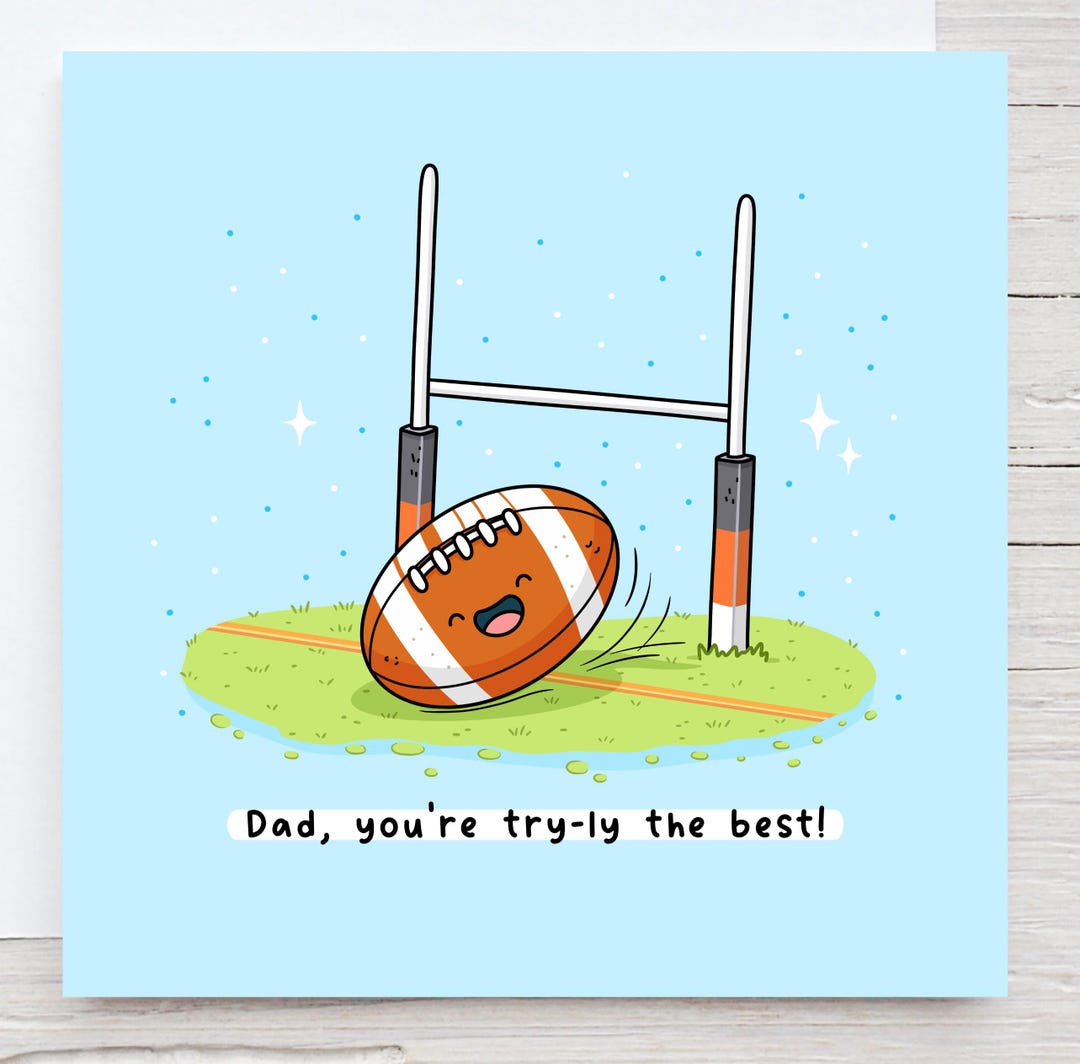 Rugby Themed Father's Day Card: Kawaii Punny Card for Dad - Etsy