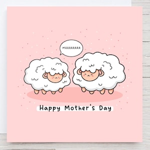 Carte drôle de fête des mères - Maaaa, carte pour maman, Kawaii, carte de petit chien pour maman, sur le thème des moutons