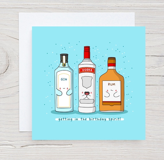 Alcohol Pun Birthday Card Kawaii Birthday Card Birthday Etsy