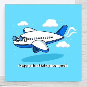 Carte d'anniversaire avion - joyeux anniversaire, avion, jolie carte Kawaii, jolie carte d'anniversaire