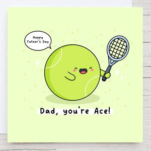 Carte de fête des pères de tennis - carte sur le thème du tennis, papa tu es un as, carte kawaii, carte pour papa, meilleur papa