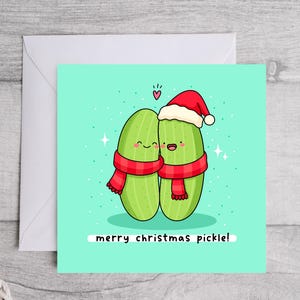Grappige kerstkaart augurk woordspeling: kawaii vakantiegroeten afbeelding 6