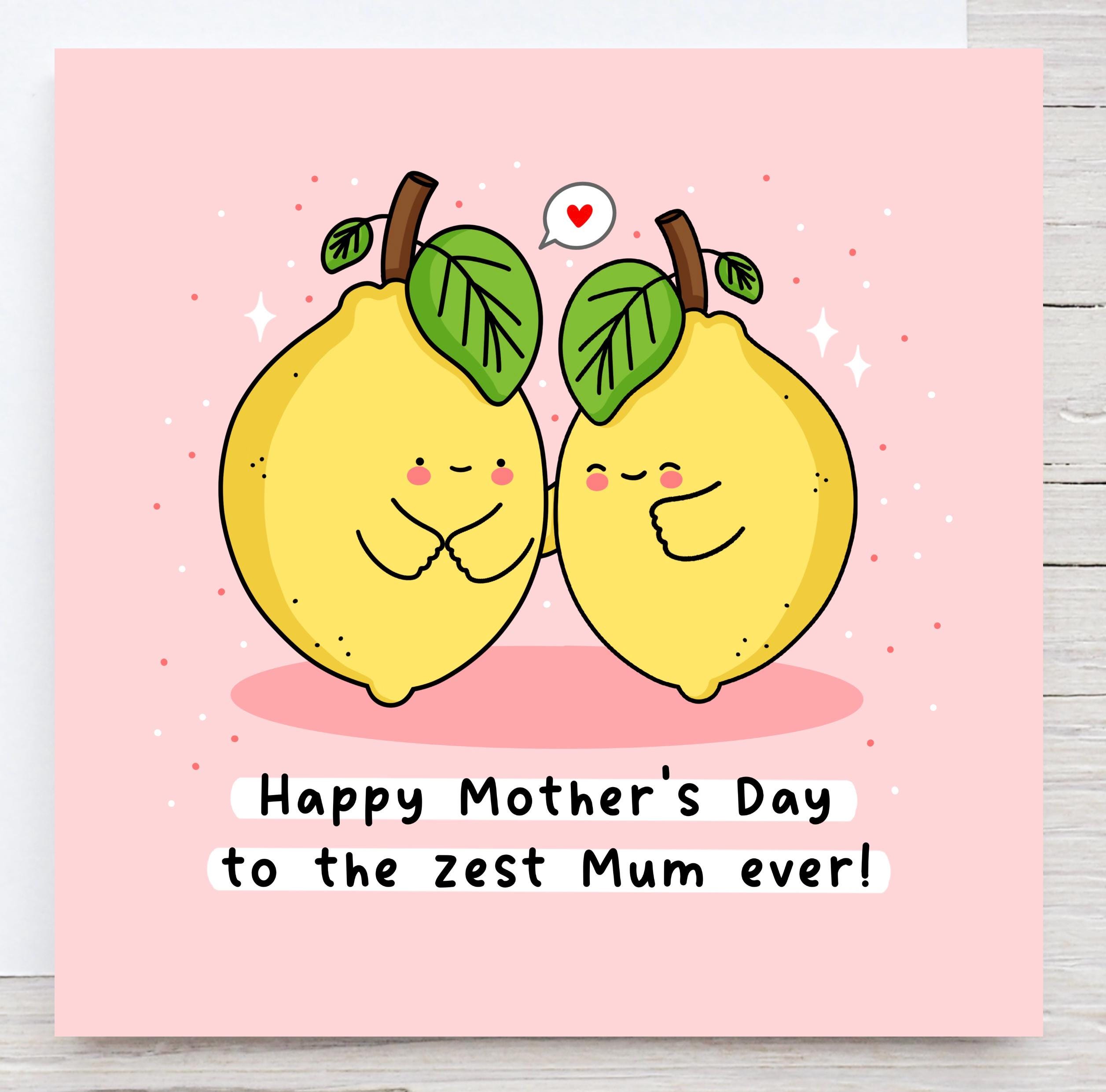 Kawaii Lemon Mother's Day Card: Punny Mum Gift - Etsy Israel