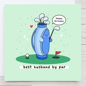 Carte de golf amusante pour mari, carte sur le thème du golf, jeu de mots de golf, obsédé par le golf, carte d'anniversaire pour lui, meilleur mari de la moyenne