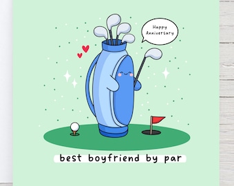 Carte de golf amusante pour petit ami, carte sur le thème du golf, jeu de mots de golf, obsédé par le golf, carte d'anniversaire pour lui, meilleur petit ami de la moyenne