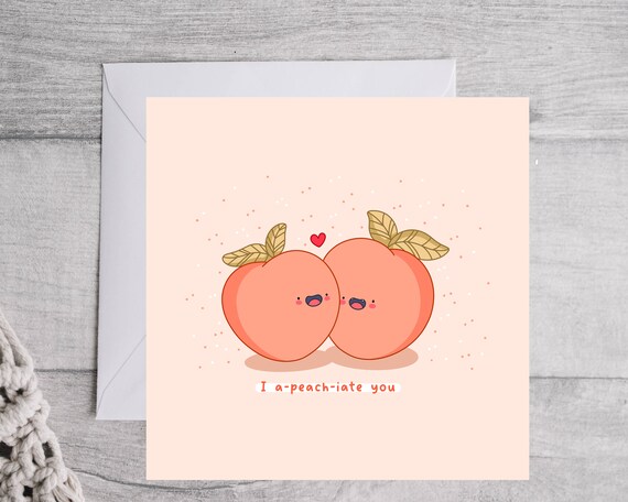 Kawaii Peach Pun Love Card, Funny Boyfriend Girlfriend Card - Etsy
