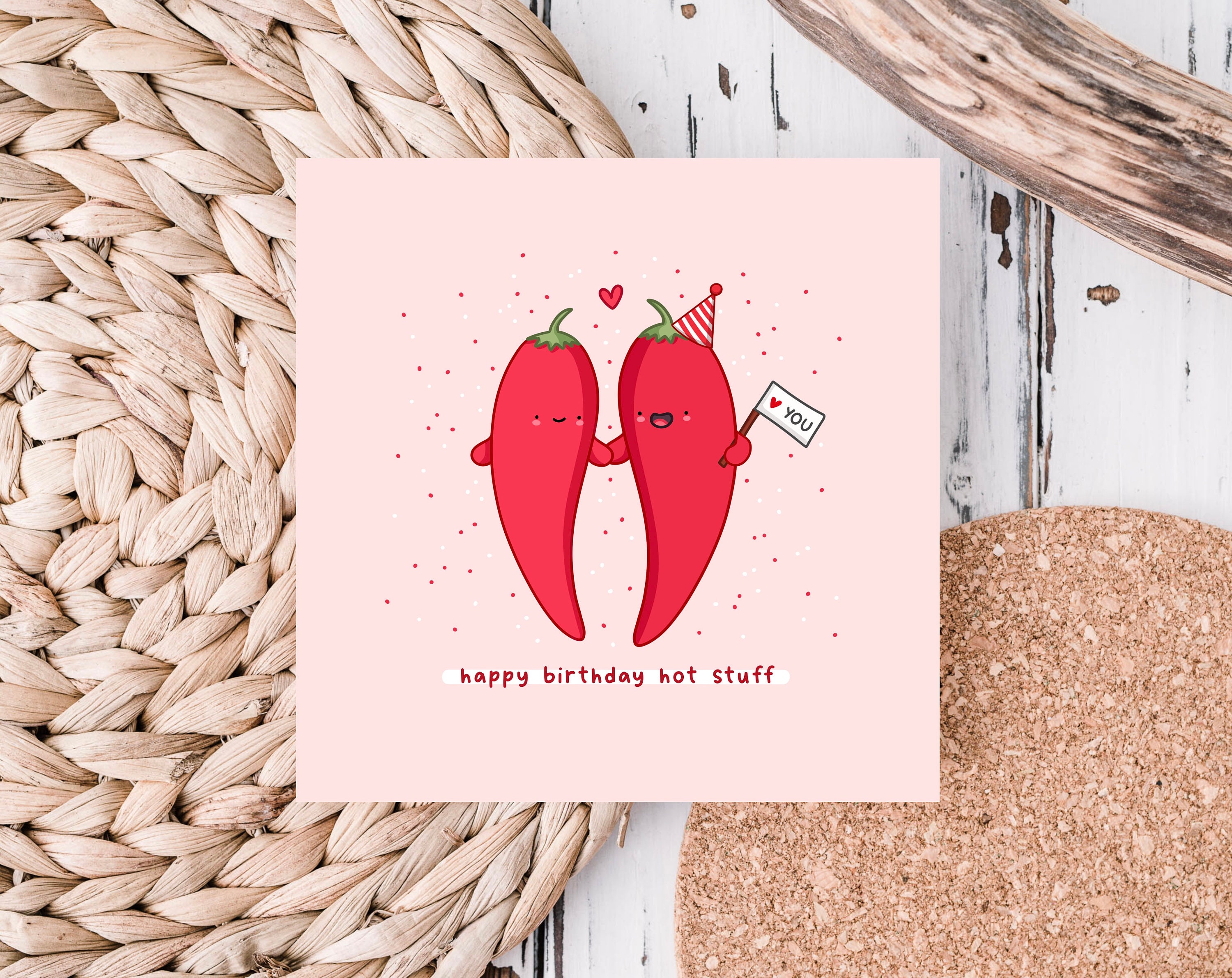 Funny Chilli Pun Birthday Card: Kawaii Hot Stuff Design - Etsy