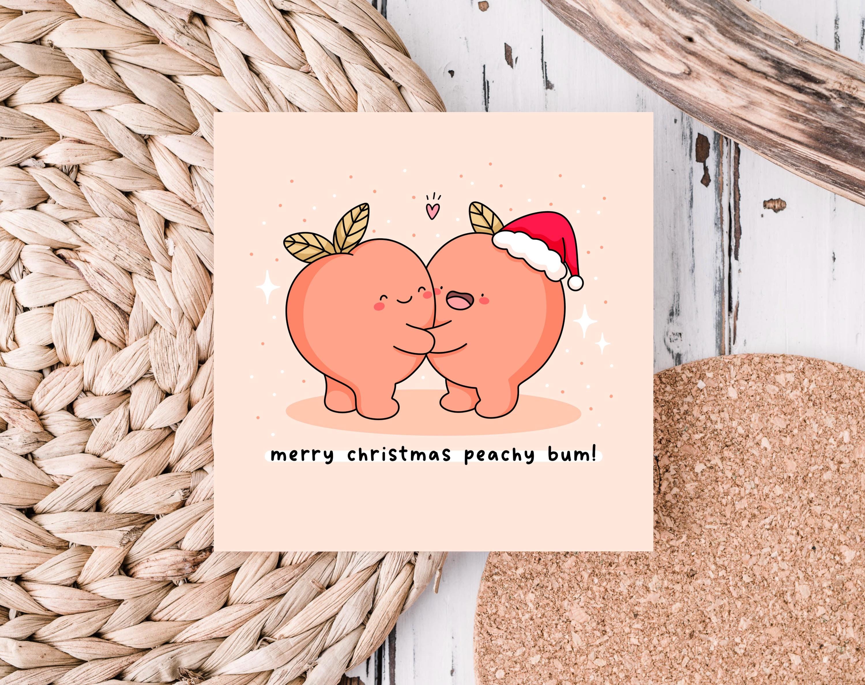 Lustige Weihnachtskarte "Peachy Bum" | Freche Karte Für Sie Oder Ihn, Inkl. Umschlag